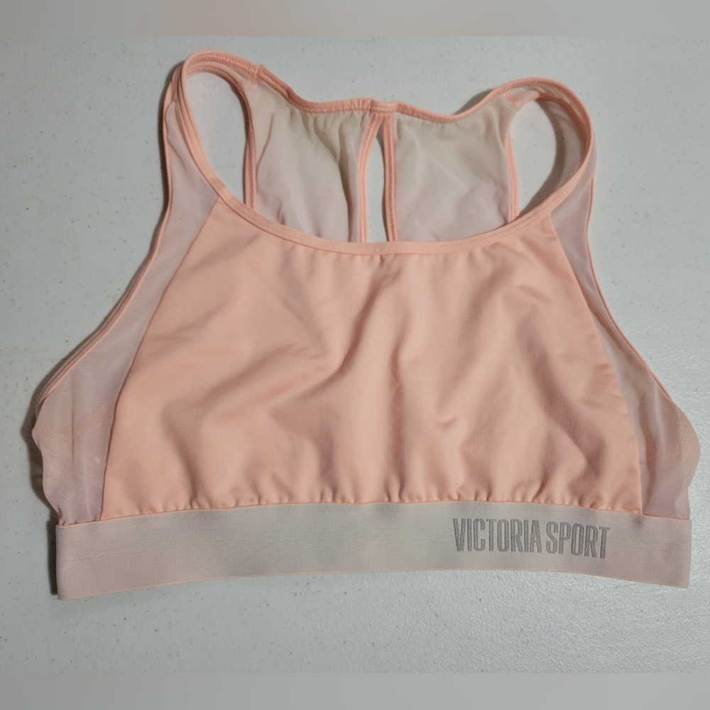 Victoria's Secret "The Player" Sports Bra Peach/Pink Mesh Back Size XL